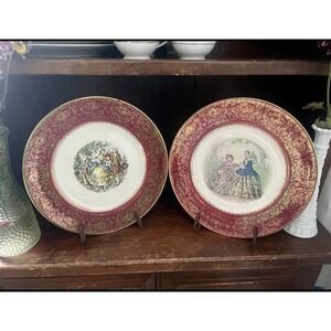 SALEM CHINA COMPANY-IMPERIAL SERVICE PLATES (2) 23 K.G.P (10.75")